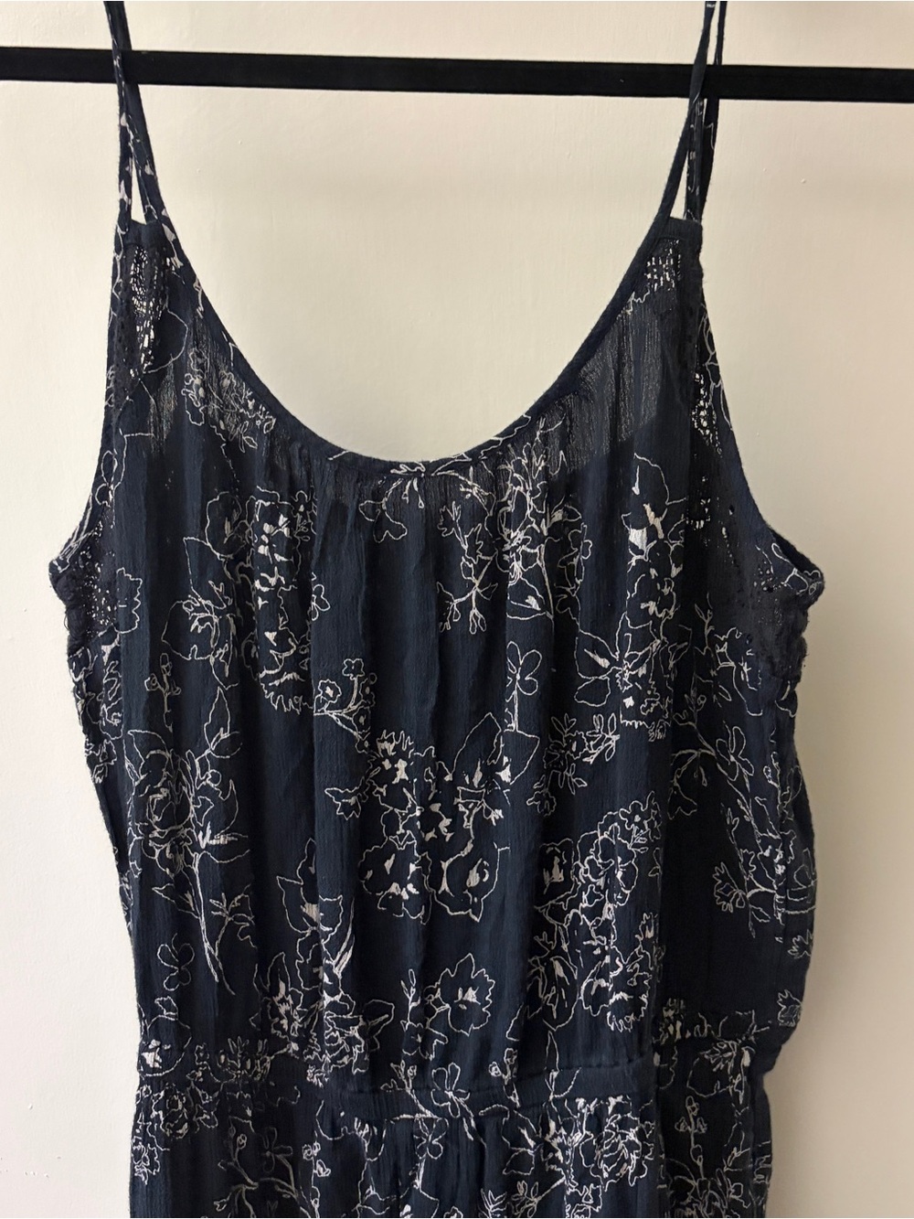 Abercrombie & Fitch Navy Floral Spaghetti-Strap Jumpsuit - Picture 4 of 14